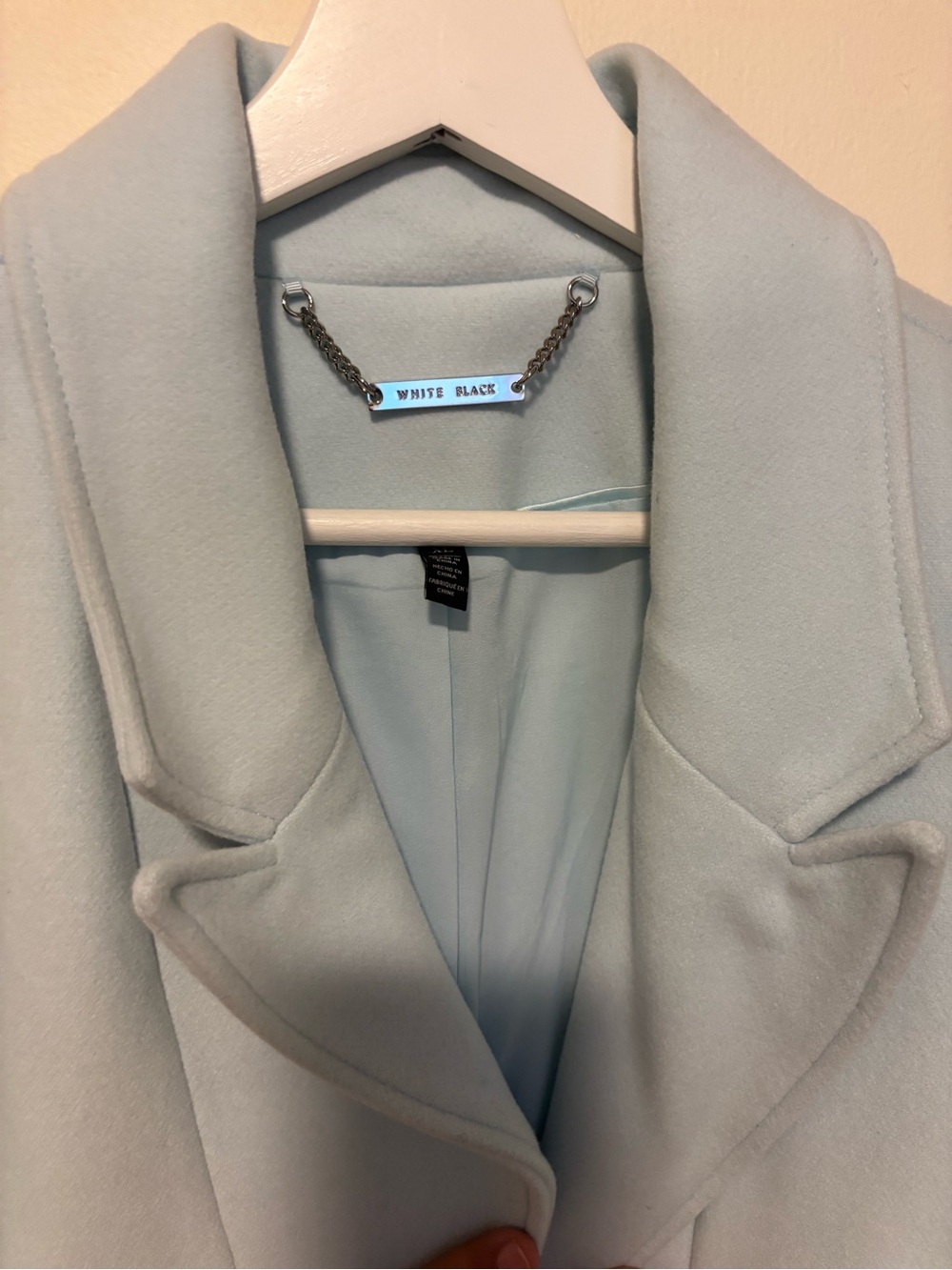 White House Black Market Women's Light Blue Wool-Blend Coat
